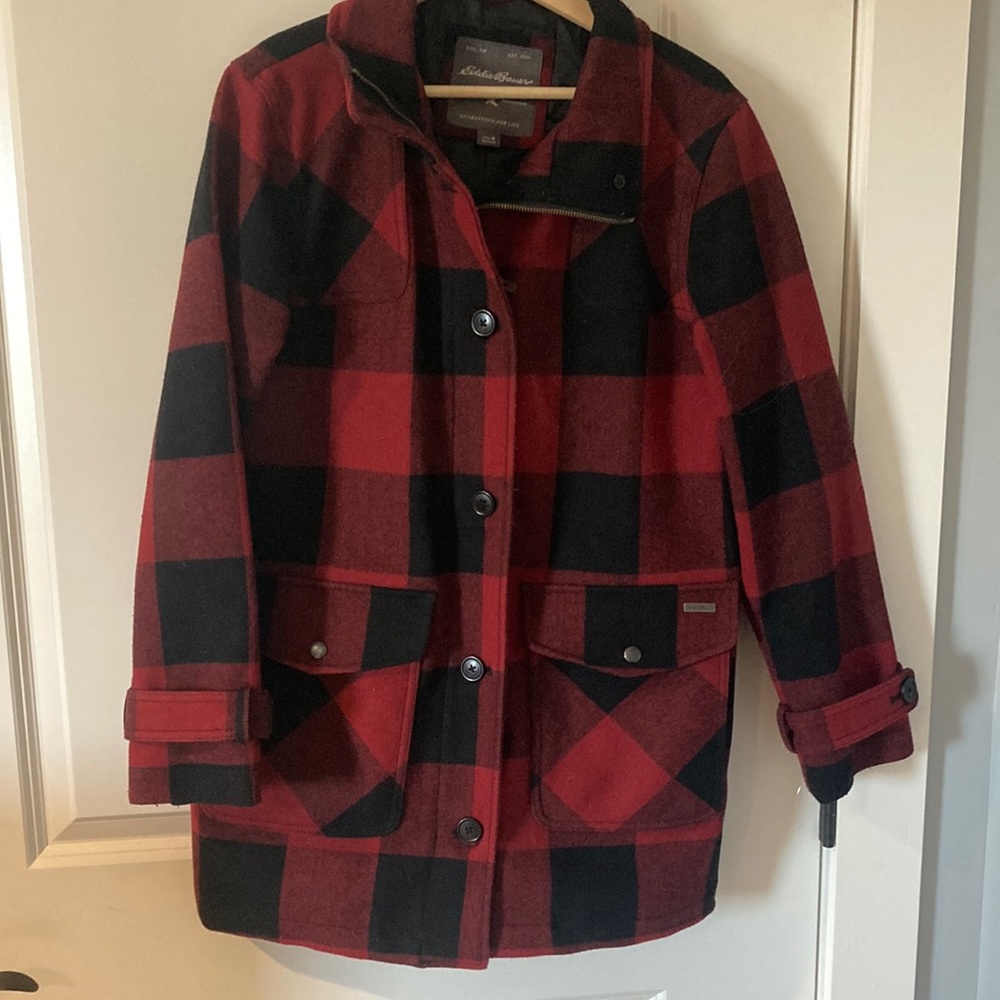 Eddie Bauer Buffalo Plaid Wool Blend Coat shacket field coat